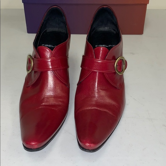 Obeline Leather Hugh Heel Shoes in Red - Picture 3 of 7